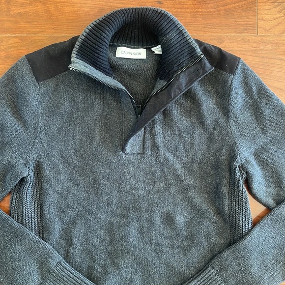 Calvin Klein Dark Gray Quarter Zip Knit Sweater - Picture 5 of 12
